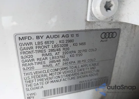 2017 Audi Q7 3.0T Premium из США, поврежденный, VIN WA1VAAF79HD002924